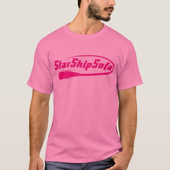 Camiseta Magenta do texto de StarShipSofa no rosa (Frente)
