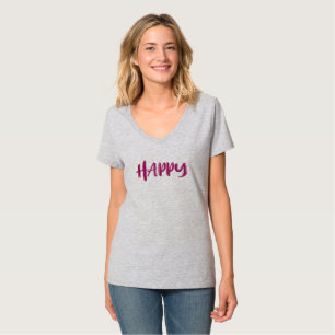 Camiseta Magenta Vibrante Letreiro FELIZ Positivo