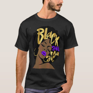Camiseta Magia da Garota Negra Afro Mulher Roxo Violeta Div