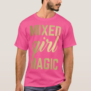 Camiseta Magia de Menina Mista Fofa Negra Biracial Mulheres