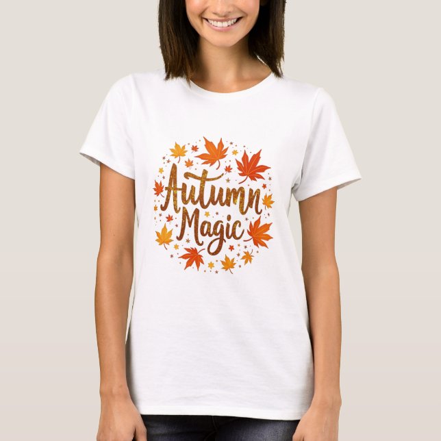 Camiseta Magia de Outono Brilho Glitter  (Frente)