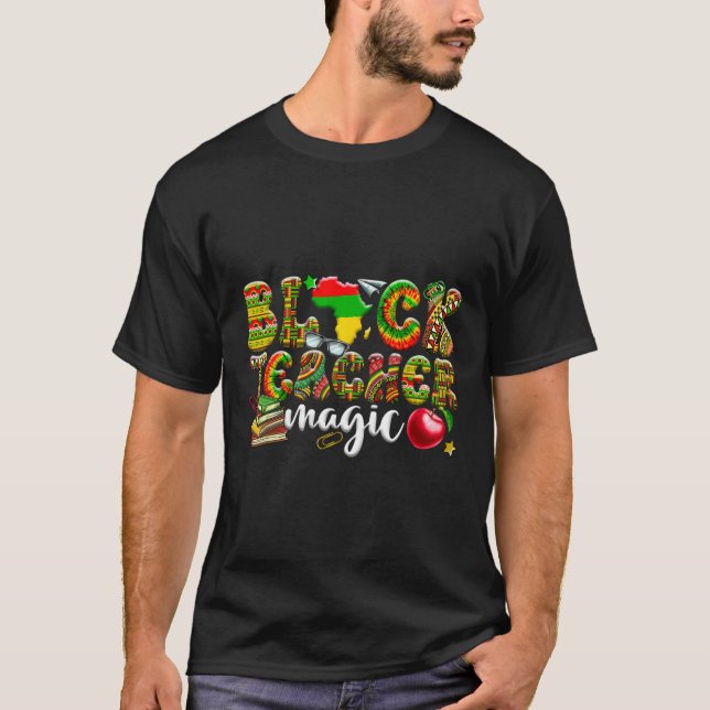 Camiseta Magia de Professores Negros Mês da História Negra  (Frente)