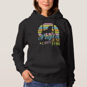Camiseta Magia desde junho de 1986 Feliz Aniversário Unicór