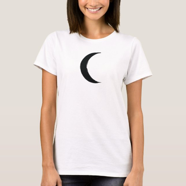 Camiseta Magia do Crescente Negro Astrologia da Lua Negra (Frente)