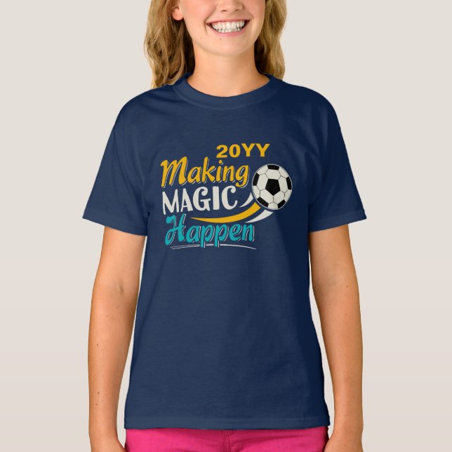 Camiseta Magia do Fazer de futebol acontece (Frente)
