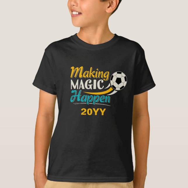 Camiseta Magia do Fazer de futebol acontece (Frente)