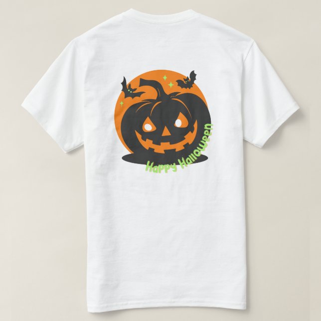 Camiseta Magia e escuridão do Halloween unem-se (Verso do Design)