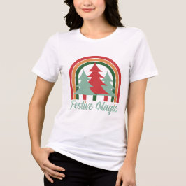 Camiseta Magia Festiva – Design de Árvore de Natal Arco-íri