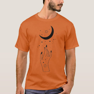 Camiseta Magia mística mística da alquimia da lua com as mã