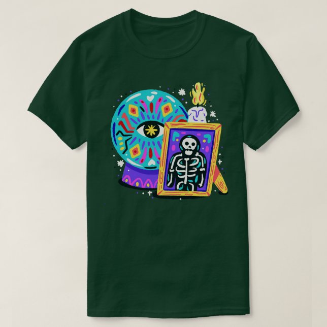 Camiseta Magic Ball Skeleton Halloween (Frente do Design)