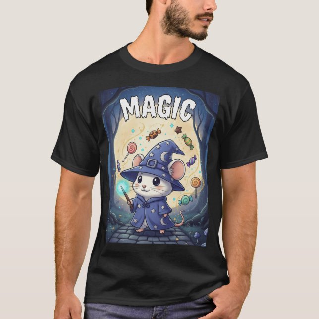 Camiseta Magic – Camundongo Feiticeiro de Halloween TinyFur (Frente)