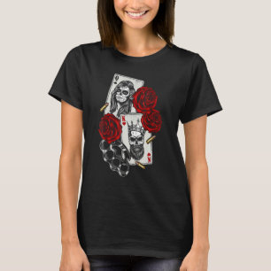 Camiseta Magic Occult Skull Queen Spades King Hearts Rosa