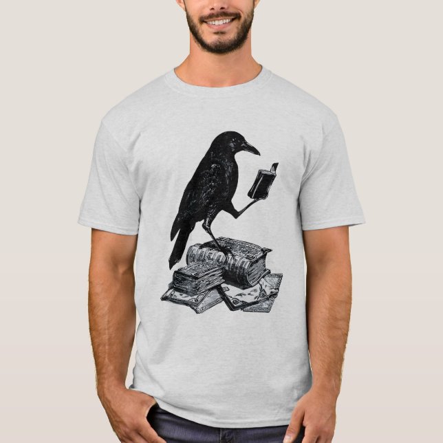 Camiseta Magic Raven com Livros Acadêmicos (Frente)