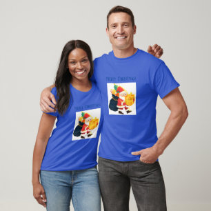 Camiseta Mágica com Estampa de Feliz Natal em Azul