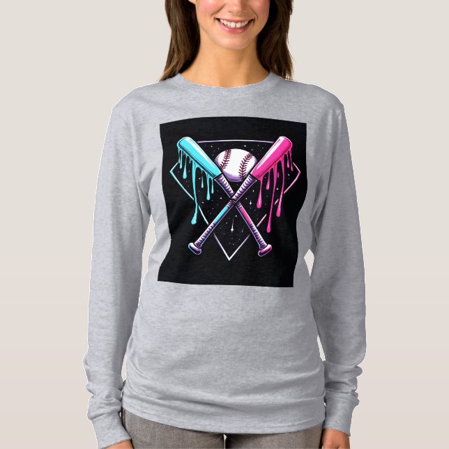 Camiseta Mágica de Bat de Baseball - Placa inicial de Neon  (Frente)