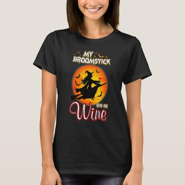 Camiseta Mágica do Halloween Minha Vara Funciona Na Lua Wi (Frente)