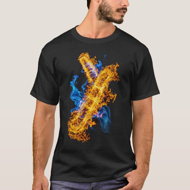 Camiseta Mágica Elemental de Gelo Abstrato em Conflito de J (Frente)