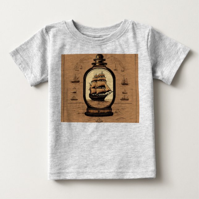 Camiseta "Mágica Marítima: Navio em uma garrafa" (Frente)