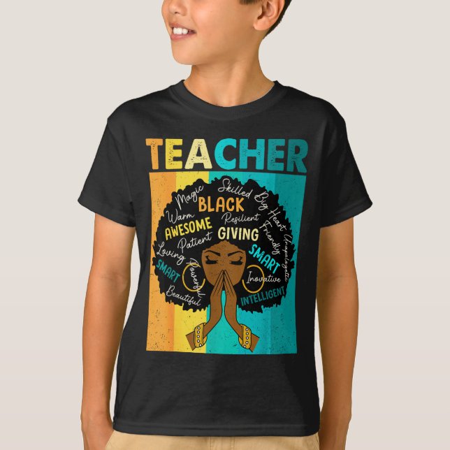 Camiseta Mágica Professora Negra Mês da História Afro-Ameri (Frente)