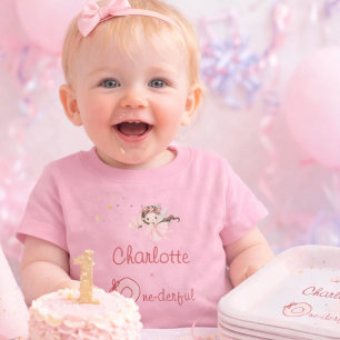 Camiseta Magical Fairy One-derful Blush Aniversário de 1 an