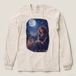Camiseta Magical Girl and Kitten - Starry Night Dream Cat