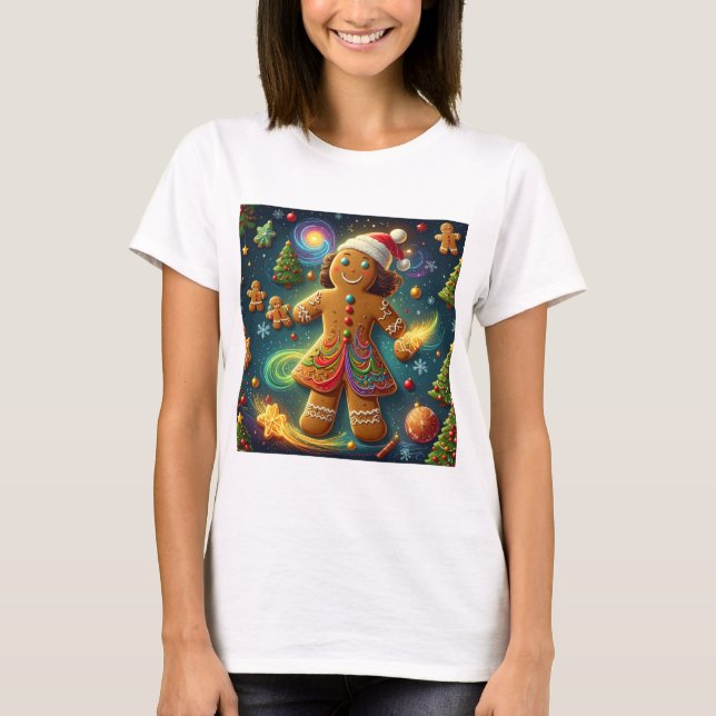 Camiseta Magical Rainbow Gingerbread Cookie Christmas (Frente)