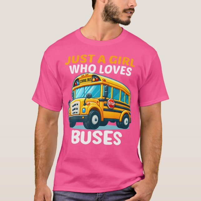 Camiseta Magical School Bus For Kids Just A Girl Who Loves  (Frente)