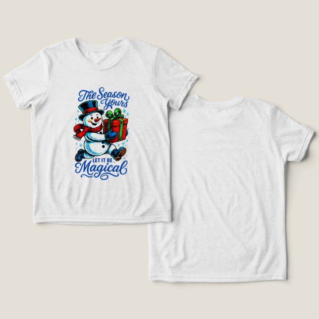 Camiseta Magical Snowman Christmas Delivery Tee fun holiday (Design Frente e Verso)