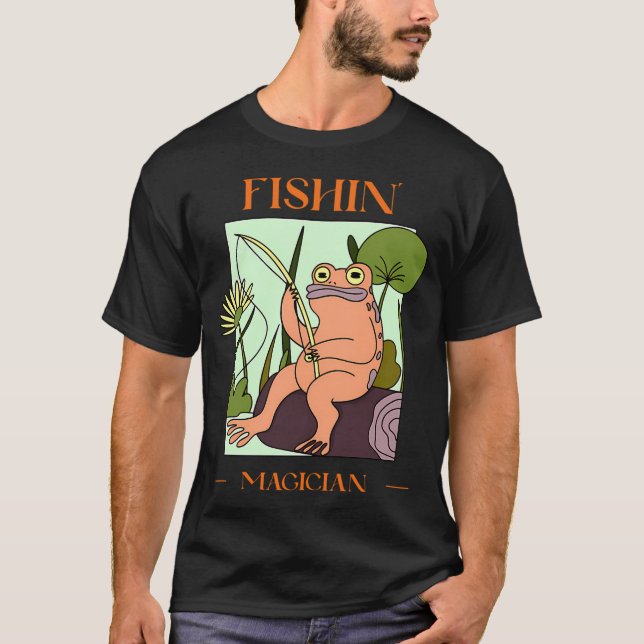 Camiseta MÁGICO DA PESCA design de sapo (Frente)