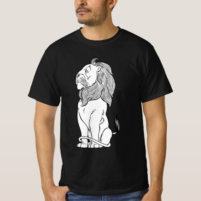 Camiseta Mágico Vintage de Oz, Leão Covarde Bravo (Frente)