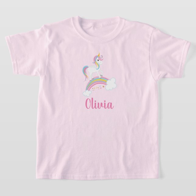 Camiseta Magnético Rainbow Unicorn Birthday Personalizado (Postura )