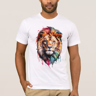 Camiseta Magnífica Arte de Leão Artístico com Salpicos de A