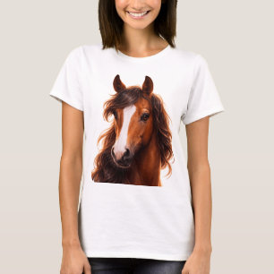 Camiseta Magnífico cavalo marrom com marca branca