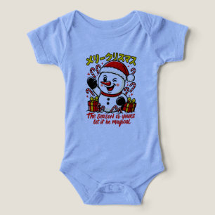 Camiseta Magnífico Papai Noel de Natal Bebê bengala de doce