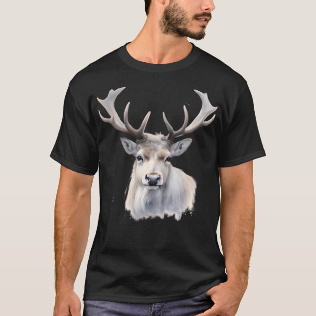 Camiseta Magnífico Reindeer Realista Realista Majestoso W (Frente)