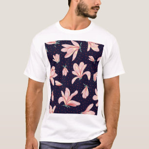 Camiseta Magnólias florescentes, padrão de colheita desenha