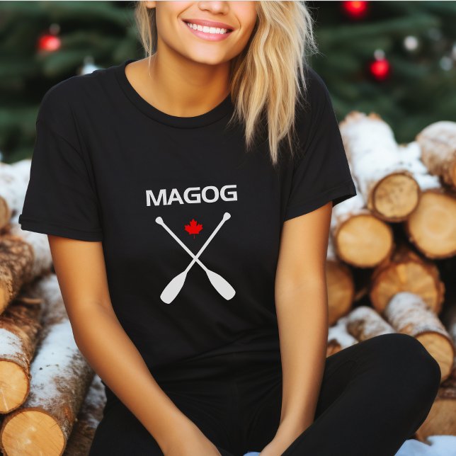 Camiseta Magog Canada Cruzou Oars Maple Leaf Dark (Criador carregado)