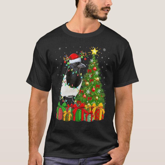 Camiseta Magpie Bird   Xmas Holiday Santa Magpie Christmas  (Frente)