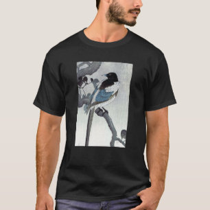 Camiseta Magpie na Ramificação da Árvore por Ohara Koson