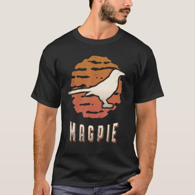 Camiseta Magpie Vintage Retro Classic Animal Sunset (Frente)