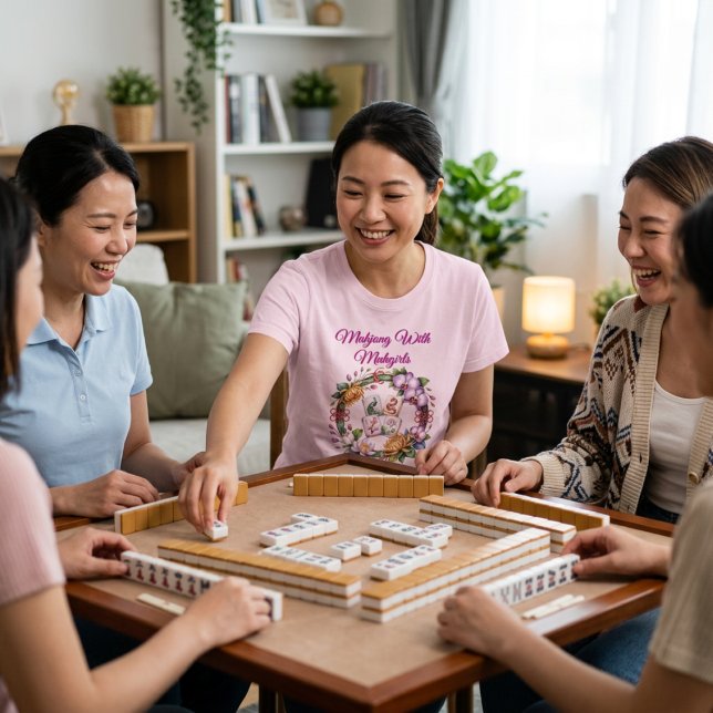 Camiseta Mahjong Com As Garotas (Criador carregado)