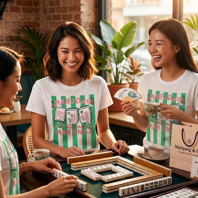 Camiseta Mahjong Com Minhas Garotas Mah, Mahjong Fofo  (Criador carregado)