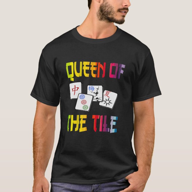 Camiseta Mahjong Queen Diversão Chinesa Jogo Judaico Ponto  (Frente)