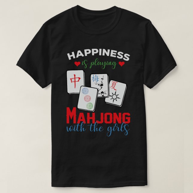 Camiseta Mahjong Tee Happy Está Jogando Mahjong Com (Frente do Design)