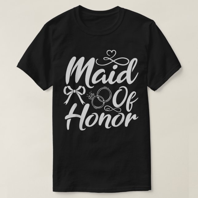 Camiseta Maid of Honor Women Wedding Bridal Shower Bride Ba (Frente do Design)