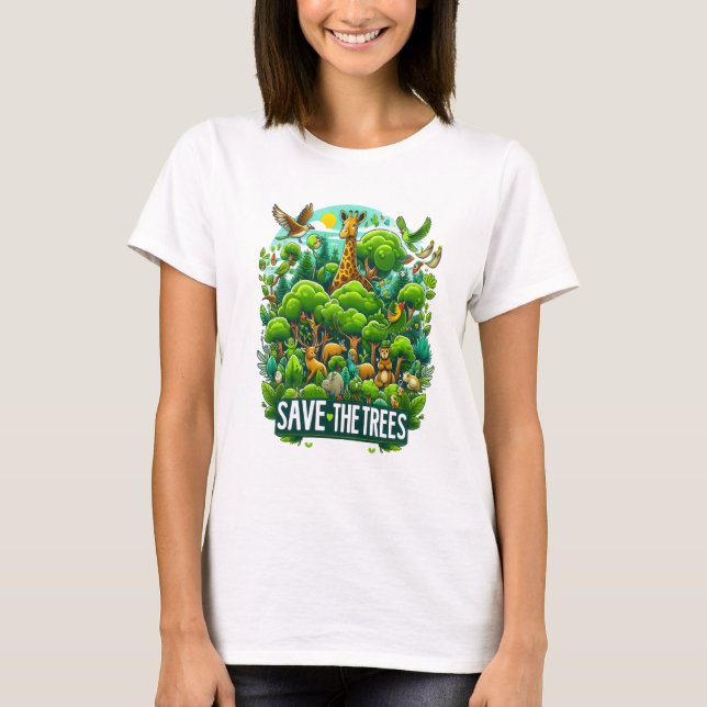 Camiseta Maiestosa Girafa na Floresta Harmonia (Frente)