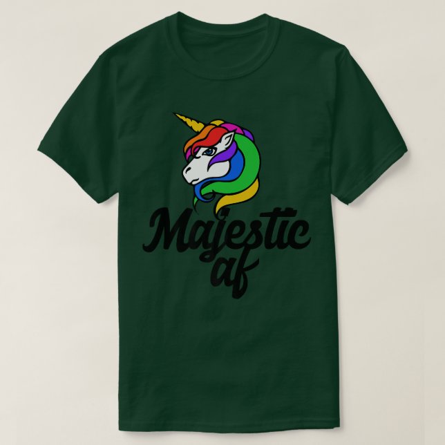 Camiseta Maiestoso AF unicórnio mágico retro arco-íris (Frente do Design)