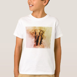 Camiseta Maiestoso Elefante Africano Andando Aquarela Mascu