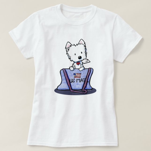 Camiseta Mailbag Westie KiniArt (Frente do Design)