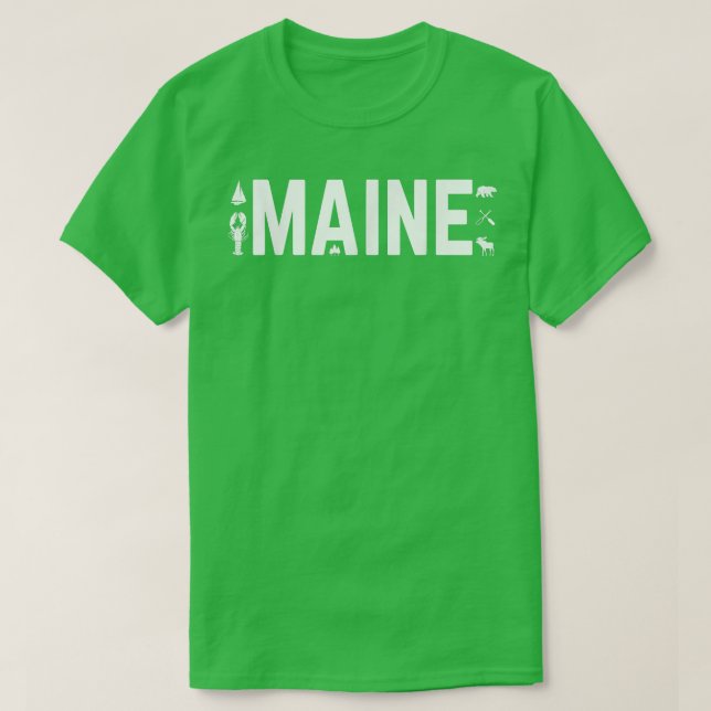 Camiseta Maine ao ar livre Moose Lagosta Urso Kayaking Nave (Frente do Design)